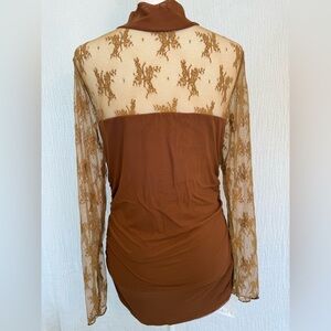 Elegant Brown Lace Women Top